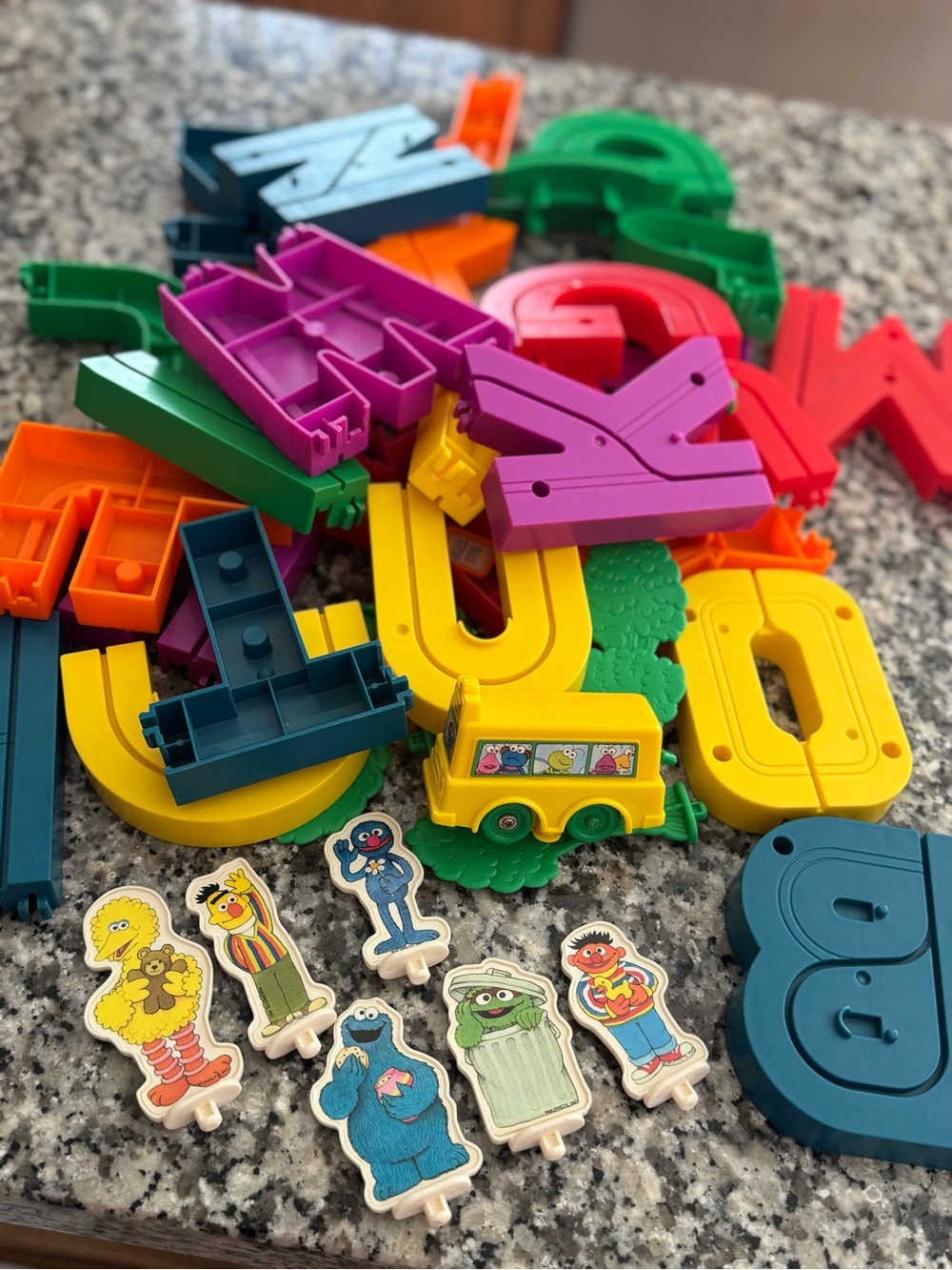 Sesame Street Colorful train Letter Set with Yellow Bus and Characters